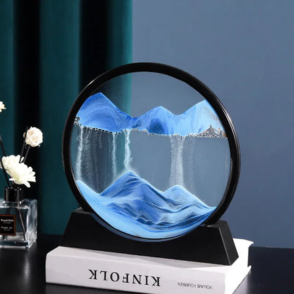 3D Moving Sand Art Picture Round Glass