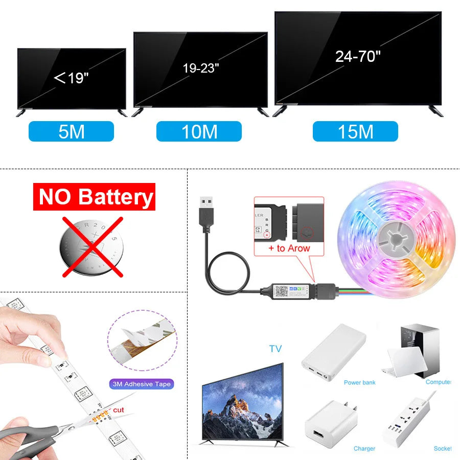 USB 1-30M Led Strip Lights