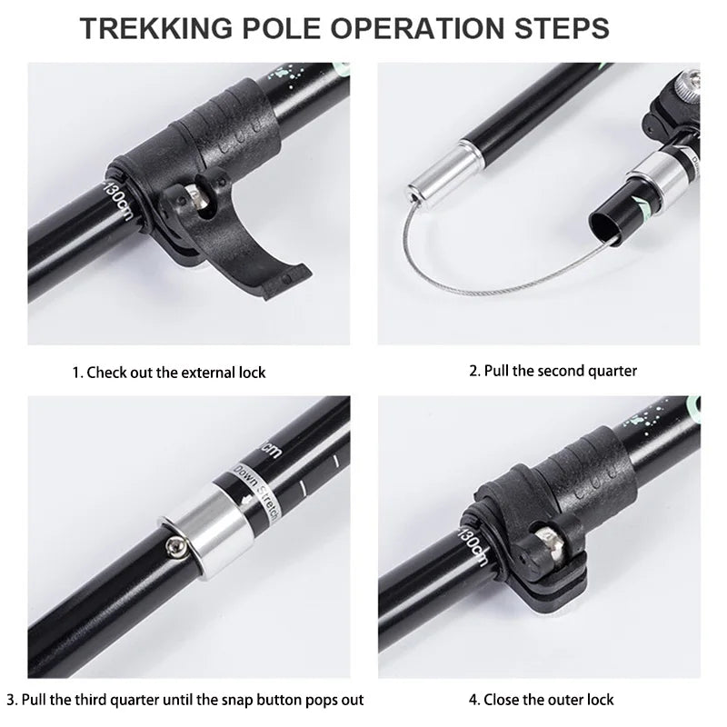 5-Section Telescopic Folding Trekking Poles